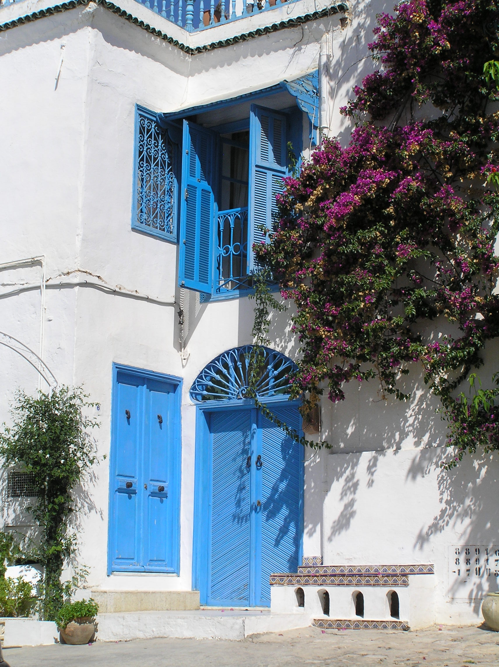 Sidi Bou Said: Blue, White and Bougainvillea