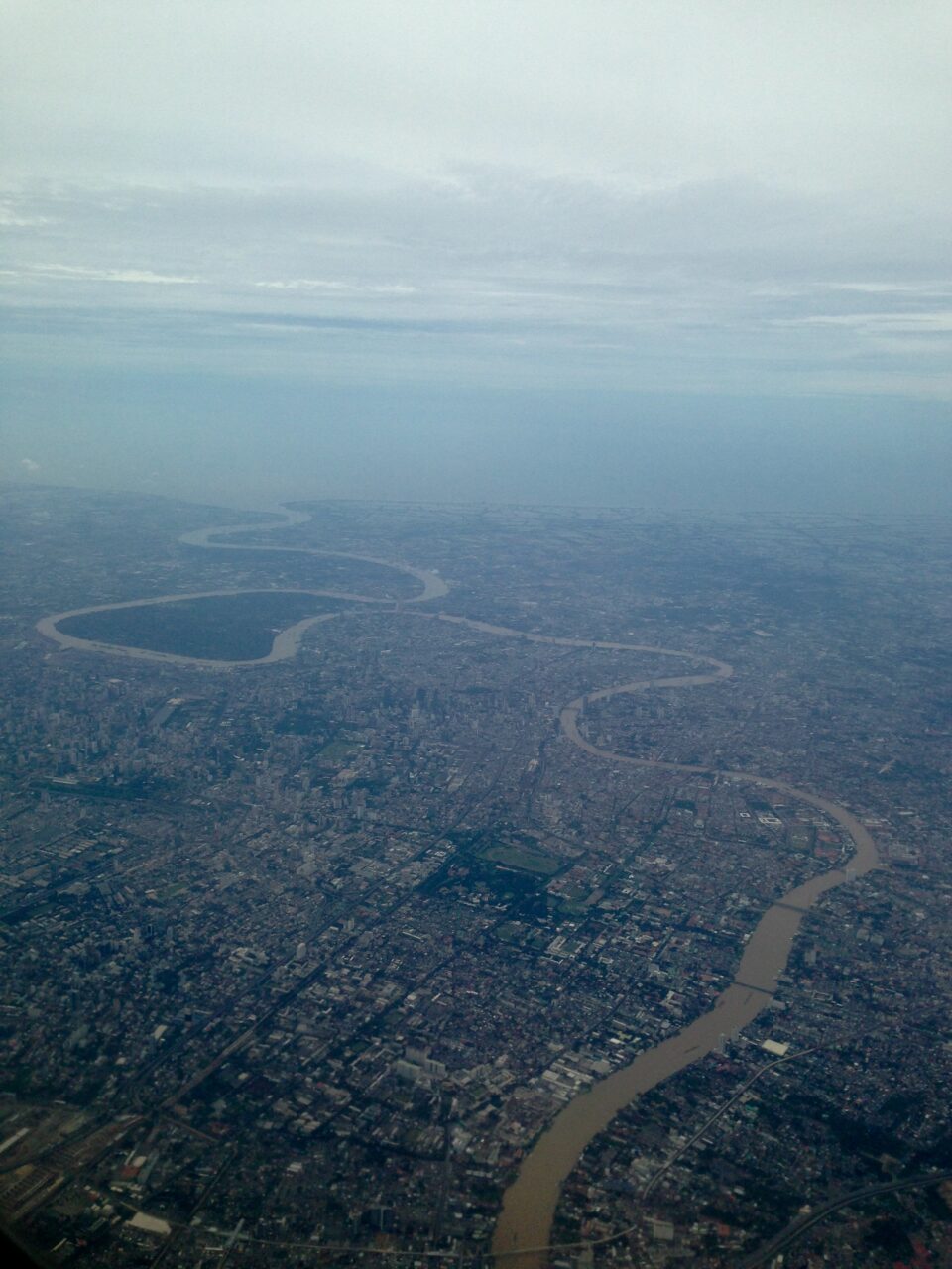 aerial view river bangkok thailand