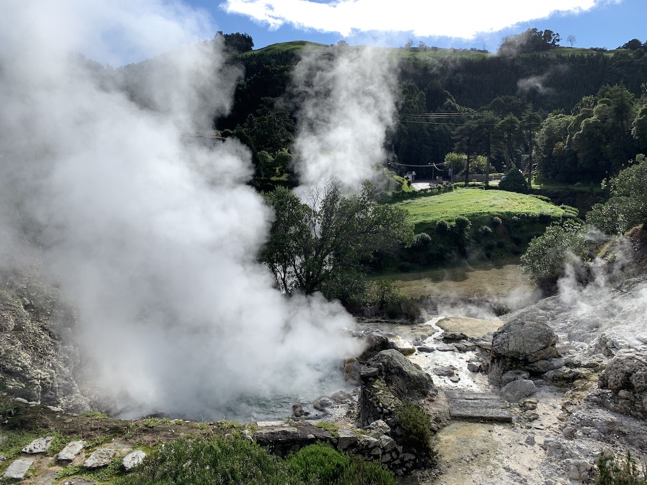 geothermal area furnas sao miguel azores portugal